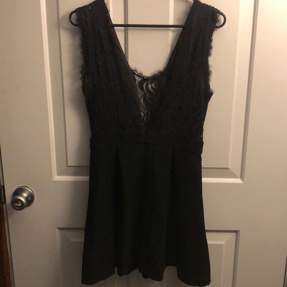 BCBG Deep-V Lace-Back Little Black Dress